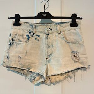 Topshop 28 (fits XS) Light Blue Distressed Jean Shorts